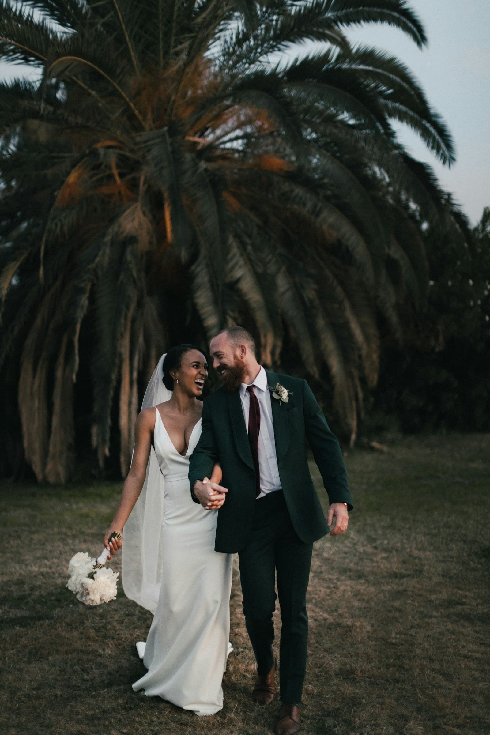 Bride in a white gown during golden light