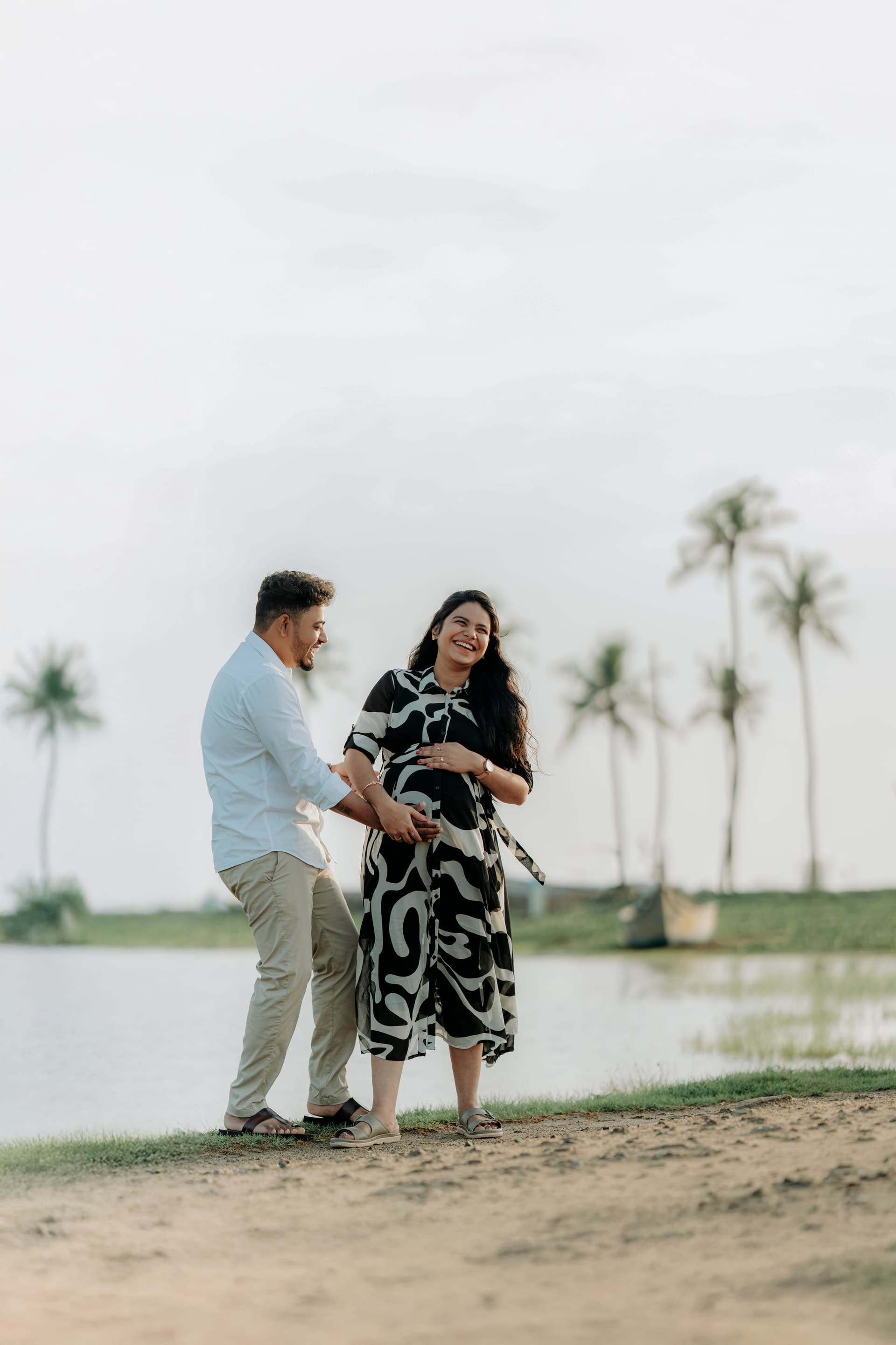 Expecting mother in a soft, natural-light portrait